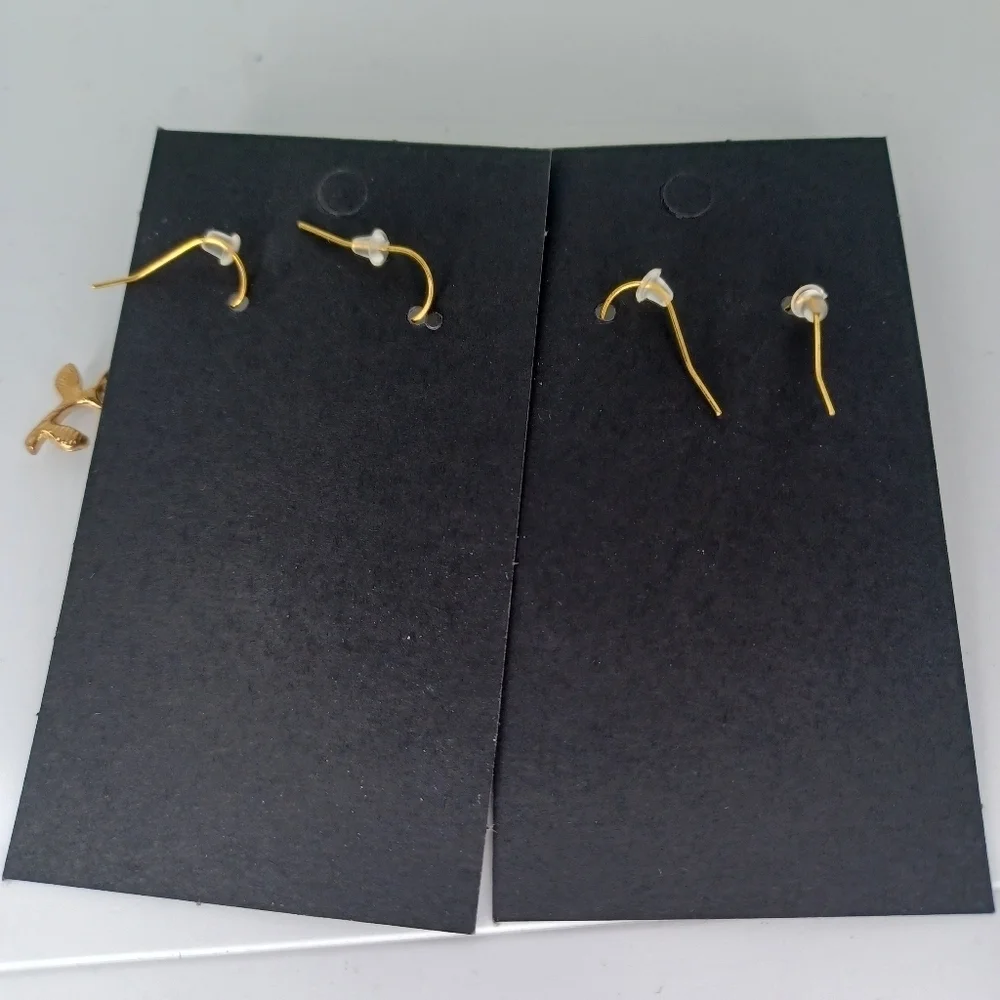 Gold and Red Heart and Rose Earrings